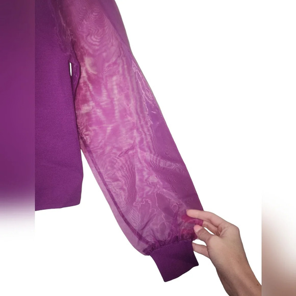 House of Harlow 1960 Purple Sheer‎ Sleeve Top Small - Picture 2 of 9